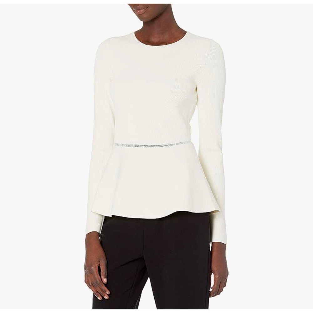THEORY Ivory Peplum Sweater Size Medium